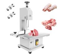 Scie à ruban électrique professionnelle pour la viande, machine robuste pour la découpe des os avec 2 lames, coupe-viande de table en acier inoxydable, hauteur de coupe de 1 à 20 cm