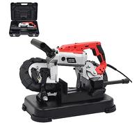Scie à ruban en acier avec base métallique et mallette portable, capacité 12,7 x 12,7 cm, lame TPI 14, vitesse réglable pour découpe bois, métal, plastique, atelier et bricolage