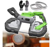 Scie à ruban portable avec angle réglable et lumière LED, comprend des lames et des gants pour cuivre, aluminium, acier et matériaux de sol