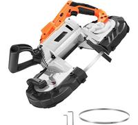 scie à ruban portable sans fil 20V Profondeur de coupe 127mm - Moteur sans balais à vitesse variable 0-120M/min - Lumière LED - Pour couper l'acier, l'aluminium, les câbles, le fer cornière, les tubes