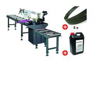 Scie à ruban pour métaux 0-60° capacité 225 mm 1,5 kW 230V y compris 2 convoyeurs 3M 5 lames de scie 1 bidon de 5L Optisaw S275NV PACK 3