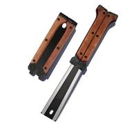 Scie à tirer japonaise pliante, lame SK5 à double tranchant de 160 mm avec 12/17 TPI et dents de meulage à 3 côtés, manche en bois de hêtre - Scie à main compacte pour le travail du bois, le camping