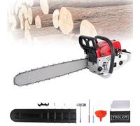 Scie à Tronçonneuse à Essence 50CM,Tronçonneuse à Gaz 52CC, Scie à Chaîne à Essence Portable Sans Fil, Scie à Chaîne à Essence Pour Couper Les Arbres Forestiers,Bois (Rouge)