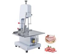 Scie à viande électrique professionnelle 750 W, en acier inoxydable, avec 5 lames et une table de travail de 32,5 x 47 cm (12,8 x 18,5 pouces). Idéale pour le poisson, le poulet, le bœuf