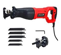 Scie Alternative 710 W 6 A, Vitesse à Vide de 2 800 Coups par Minute, scie Alternative électrique Filaire avec 5 Lames pour Couper Le Bois, Le métal et Le PVC, Rouge, Royaume-Uni