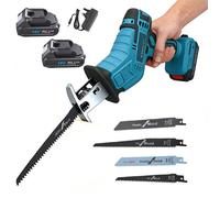 Scie alternative sans fil 3 500 coups/min, moteur sans balais, avec 2 batteries de 3,0 Ah et chargeur, pour la coupe du bois