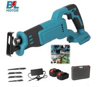 Scie alternative sans fil et sans balais, Scie sabre électrique outil de coupe du bois portatif avec lame de scie, 2 batteries