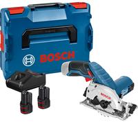 Scie circulaire 12V GKS 12V-26 + 2 batteries 2 Ah + chargeur en coffret L-BOXX - BOSCH - 06016A100D