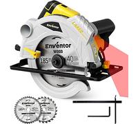 Scie Circulaire 1500W, ENVENTOR Scie Circulaire à main avec rail de guidage & guidage laser, 5500RPM, (Ø lame de scie : 185mm, incl. 2*scie circulaire (24T+40T), profondeur de coupe max. 65mm