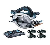 Scie circulaire 36 V => 2 x 18 V Li-Ion 5 Ah Ø 190 mm (4 batteries) MAKITA - 4 batteries, chargeur, coffret - DHS710PT4J