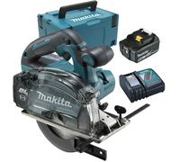 Scie circulaire à métaux 18 V + 2 batteries 5 Ah + chargeur + coffret MAKPAC MAKITA DCS553RTJ