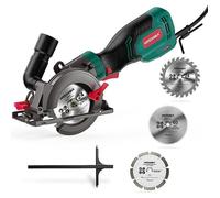 Scie Circulaire HYCHIKA 750W 3500RPM Petite Scie Circulaire 3 Lames Idéal pour Couper du Bois Carrelage Métal Mou