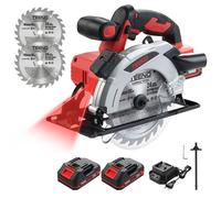 Scie circulaire laser sans fil 4000 RPM avec frein électrique, TEENO,2 * 2.0 AH batteries, 2X165mm lames