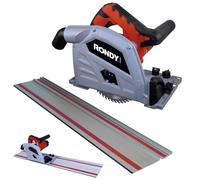 Scie circulaire plongeante 1200W avec rail guidage 1m - Coupes en biseau 0 à 45° - Lame diamètre 165mm - Bois dur, contreplaqué