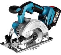 Scie circulaire portative sans fil pour Makita 18 V, 125 mm, moteur sans balais, 0-45°, profondeur de coupe 45 mm, mini scie circulaire pour bois, plastique (1 batterie et 1 lame de scie)