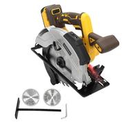 Scie circulaire sans fil compatible avec batterie Dewalt 18/20 V, scie circulaire électrique de 18 cm avec 2 lames, 5000 tr/min sans balais, biseau 0-45°, pour coupe de bois, carrelage, métal