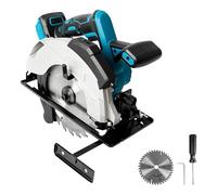 Scie circulaire sans fil compatible avec batterie Makita 18V, scie circulaire électrique de 7-1/4" (18,4 cm) avec 2 lames, 5000 tr/min sans balais, biseau 0-45°, pour coupe de bois, carrelage, métal