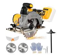 Scie circulaire sans fil compatible avec Dewalt 18 V 20 V, 6 200 tr/min, scie circulaire sans balais avec 2 lames de 150 mm, profondeur de coupe et angle de 50 mm (90 °) à 33 mm (45 °) pour bois