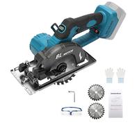 Scie circulaire sans fil de 140 mm, compatible avec batterie Makita 18 V (sans batterie), 6000 tr/min, scie circulaire sans balais à 3 niveaux avec inclinaison de 45°, profondeur de coupe de 51 mm