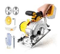 Scie circulaire sans fil pour batterie Dewalt 18 V, 6200 tr/min, scie circulaire professionnelle sans balais de 12,7 cm avec 3 lames, angle de coupe de 0 à 45° pour coupe de bois, plastique et