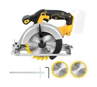 Scie circulaire sans fil pour Dewalt 18 V 20 V, 3800 tr/min, scie circulaire sans balais avec 2 lames de 165 mm, profondeur de coupe et angle de 45,5 mm (90°) à 35,5 mm (45°) pour bois, métal doux et