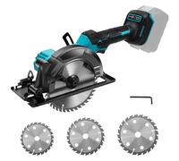Scie circulaire sans fil pour Makita 18 V batterie, mini scie circulaire manuelle Sans brosse avec 3 Lames, Profondeur de Coupe de 55 mm, 5800 RPM, coupes d'onglet de 45°, pour Bois, Carrelage, Métal
