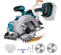 Scie circulaire sans fil pour Makita 18 V batterie, mini scie circulaire manuelle Sans brosse (sans batterie), 140mm 2 Lames, Profondeur de Coupe 49mm(90°), 40mm(45°), pour Bois, Carrelage, Métal