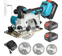 Scie circulaire sans fil pour Makita 18 V, moteur sans balais, profondeur de coupe et angle d'inclinaison réglables, 2 batteries, 0-45°, avec 3 lames de scie, profondeur de coupe de 54 mm, pour bois
