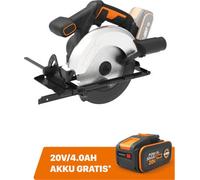 Scie circulaire sans fil Worx 20 V WX526.9 + : batterie de rechange WA3644 20V (4,0 Ah)