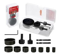 Scie Cloche 12 Pièces 3/4"-2-11/16" (19-68mm) Jeu de Scie Cloche Acier au Carbone Scie Cloches Coffret Scies Trépans avec Arbre,Clé Hexagonale pour Planches de bois minces,PVC et plastique