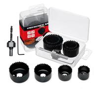 Scie Cloche 6 Pièces 1-1/4" à 2-1/8 (33-54mm) Acier au Carbone Scie Cloches Coffret Scies Trépans avec Arbre,Clé Hexagonale pour Planches de bois minces,PVC et plastique