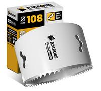 Scie cloche à enclume bi-métal HSS M42, 108 mm, pour acier, panneaux de particules, bois dur, plaque de plâtre, etc. - Profondeur de coupe : 48 mm - Sans support