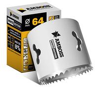 Scie cloche à enclume bi-métal HSS M42, de 64 mm, pour acier, panneaux de particules, bois dur, plaque de plâtre, etc. - Profondeur de coupe : 48 mm - Sans support