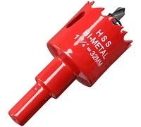 Scie Cloche Bi-métal 32 mm, M42 HSS Bimétallique Scie Trèpan avec Foret de Centrage pour Robuste Perceuse à Percer pour Fer, Aluminium, Bois, Cloison Sèche, Tuyau, Panneau de Fibres de Bois/Rouge