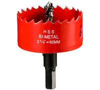 Scie Cloche Bi-métal 60 mm, M42 HSS Bimétallique Scie Trèpan avec Foret de Centrage pour Robuste Perceuse à Percer pour Fer, Aluminium, Bois, Cloison Sèche, Tuyau, Panneau de Fibres de Bois/Rouge
