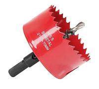 Scie Cloche Bi-métal 70 mm, M42 HSS Bimétallique Scie Trèpan avec Foret de Centrage pour Robuste Perceuse à Percer pour Fer, Aluminium, Bois, Cloison Sèche, Tuyau, Panneau de Fibres de Bois/Rouge