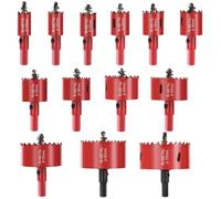 Scie Cloche Bi-métal, Coffret de Trépan 13 PCS (avec 13 Mandrins, Clé Hexagonale et ressorts) Lame de Scie Ø18-75mm pour Percer Pla