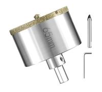 Scie Cloche Diamantée 65 mm Avec Foret Guidage de Centrage Ouvre Trou en Verre Foret Diamant Trepans pour Carrelage Trépan Diamant pour Carrelage, Porcelaine, Verre, granit, Marbre et Céramique