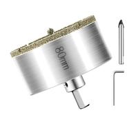 Scie Cloche Diamantée 80 mm Avec Foret Guidage de Centrage Ouvre Trou en Verre Foret Diamant Trepans pour Carrelage Trépan Diamant pour Carrelage, Porcelaine, Verre, granit, Marbre et Céramique
