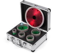 Scie Cloche Diamantée - VEVOR - 5Pcs Foret à Diamant 22-35-40-50-65mm - Coupe Rapide et Net - Filetage M14