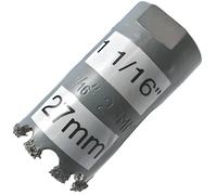 Scie-cloche en carbure de tungstène, 27 mm, scie-cloche en carbure de tungstène, stuc, brique, plâtre renforcé, fibre de verre, carrelage en céramique, cloison sèche et blocs de ciment pour éclairage