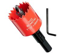 Scie cloche GARHWAL HSS M42 Bi-Métal 38 mm - Avec Adaptateur et Foret de centrage - Idéale pour bois, plastique, cloisons sèches, contreplaqué et métaux - Profondeur de coupe jusqu'à 25 mm