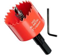 Scie cloche GARHWAL HSS M42 Bi-Métal 50 mm - Avec Adaptateur et Foret de centrage - Idéale pour bois, plastique, cloisons sèches, contreplaqué et métaux - Profondeur de coupe jusqu'à 25 mm
