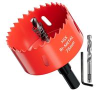 Scie cloche GARHWAL HSS M42 Bi-Métal 75 mm - Avec Adaptateur et Foret de centrage - Idéale pour bois, plastique, cloisons sèches, contreplaqué et métaux - Profondeur de coupe jusqu'à 32 mm