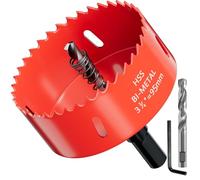 Scie cloche GARHWAL HSS M42 Bi-Métal 95 mm - Avec Adaptateur et Foret de centrage - Idéale pour bois, plastique, cloisons sèches, contreplaqué et métaux - Profondeur de coupe jusqu'à 32 mm