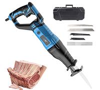 Scie de Boucher, Couteau Electrique Viande 1050W Scie a Os pour Commercial et Domestique, Multifonction Couteau Boucher avec 4 Lames de Scie pour Os, Viande Congelée, Métal, Bois, Plastique(Color:Bl