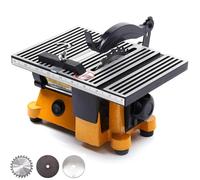 Scie de table de précision portable, mini scie à onglet électrique 60 W avec 3 lames de scie, vitesse 5000 tr/min pour les travaux manuels, la coupe du métal, les carreaux de céramique, le verre