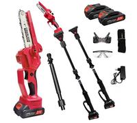 Scie Électrique Multifonction 4-en-1 21V Sans Brosse avec Perche Télescopique en Aluminium et Chaîne 6"" pour Jardin