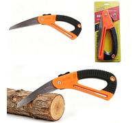 Scie pliante en acier au carbone - Scie à main légère avec poignée incurvée - Fermeture de sécurité - Scie d'extérieur et de camping - Dents triples aiguisées pour couper du bois