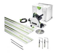 Scie plongeante Ø160mm coupe 55mm 1050W TS 55 REBQ-Plus + 2 serre-joints + 2 connecteurs et un rail de guidage FESTOOL 575961